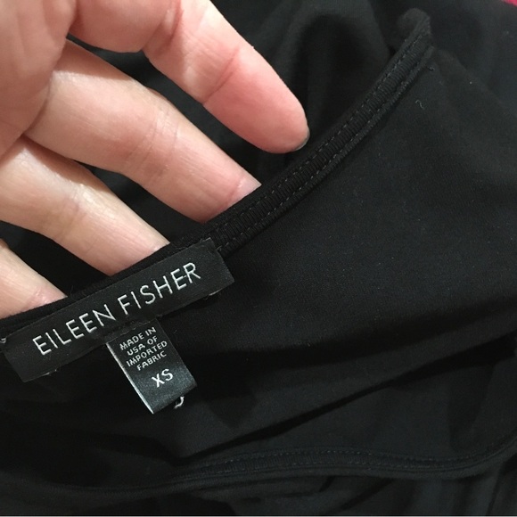 EILEEN FISHER Womens Xs Asymmetric Midi Dress Sleeveless Black Jersey Crewneck - Picture 7 of 7